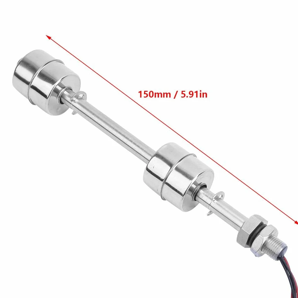 Przełącznik pływakowy DC 0~110 V stal nierdzewna podwójna kulka regulator poziomu wody 150 mm