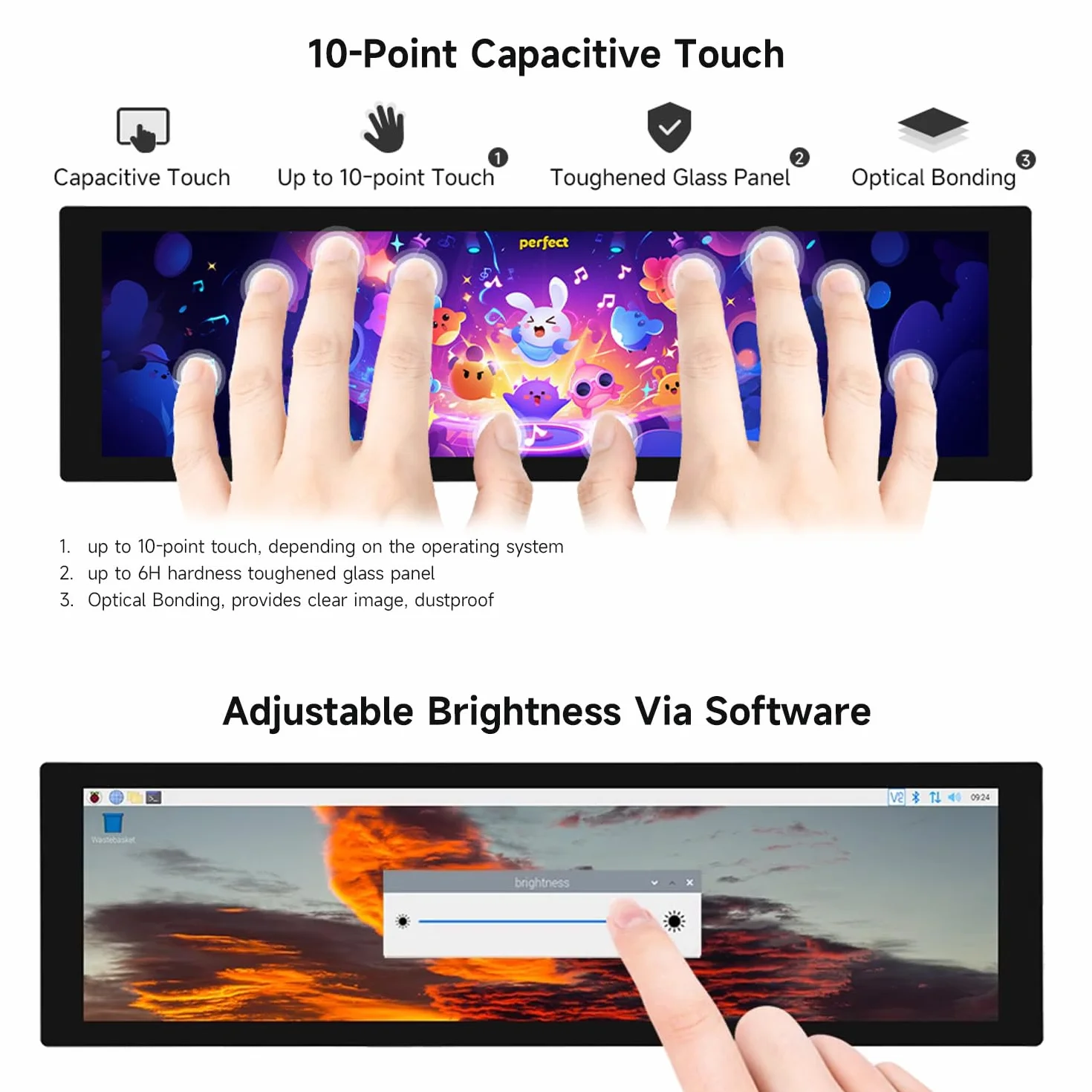 Waveshare 8.8 inch DSI Display Capacitive Touch Screen, Compatible with Raspberry Pi 5/4B/3B/CM3/3+/4/5, 480 × 1920 IPS Panel, 178° Wide Viewing Angle, DSI Display Interface