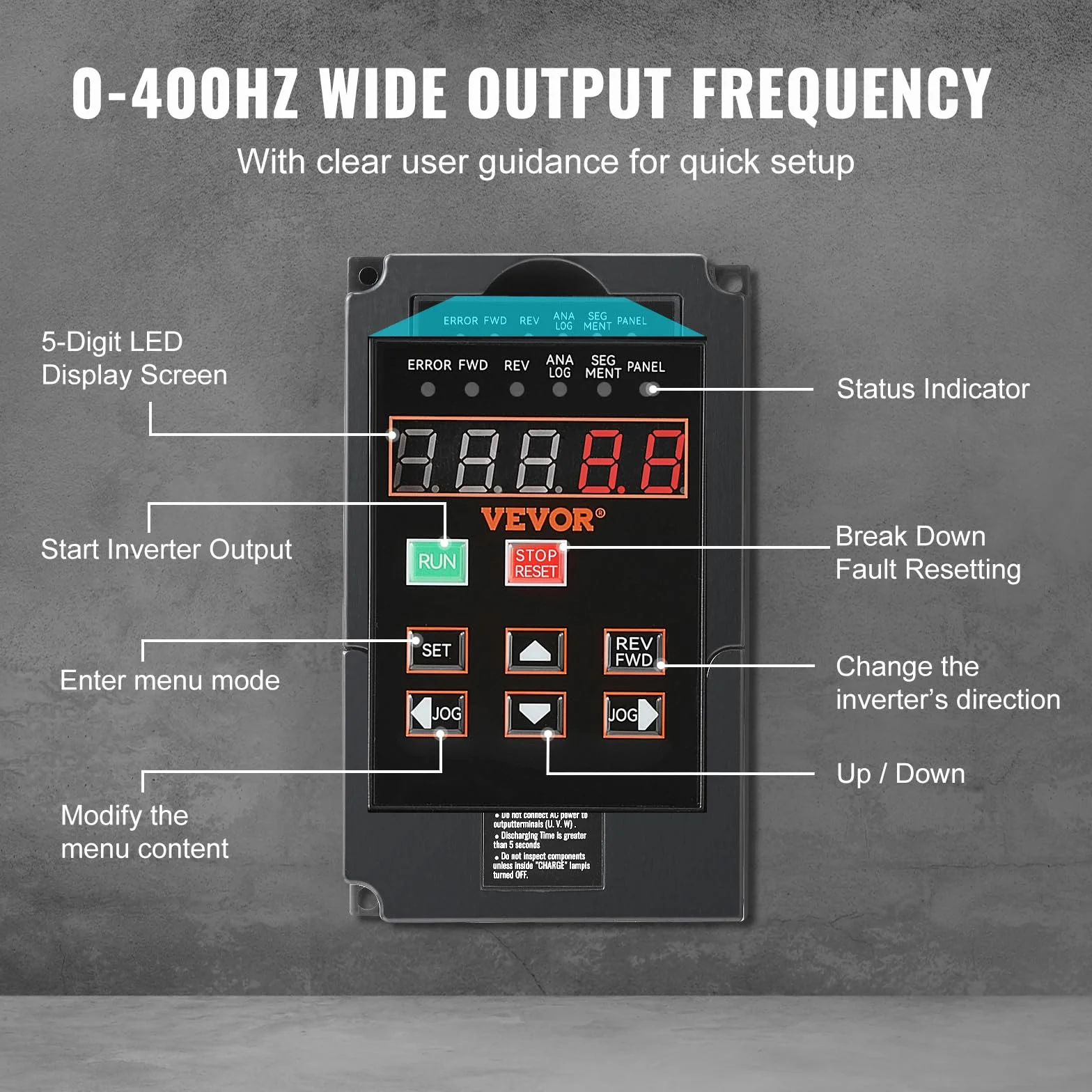 VEVOR VFD 2PS, 1,5 kW, 7,5 A, wejście 220 V jednofazowe trójfazowe wyjście 220 V trójfazowy napęd o zmiennej częstotliwości, wejście 40-60 Hz, wyjście 0-400 Hz VFD do sterowania prędkością CNC Silnik