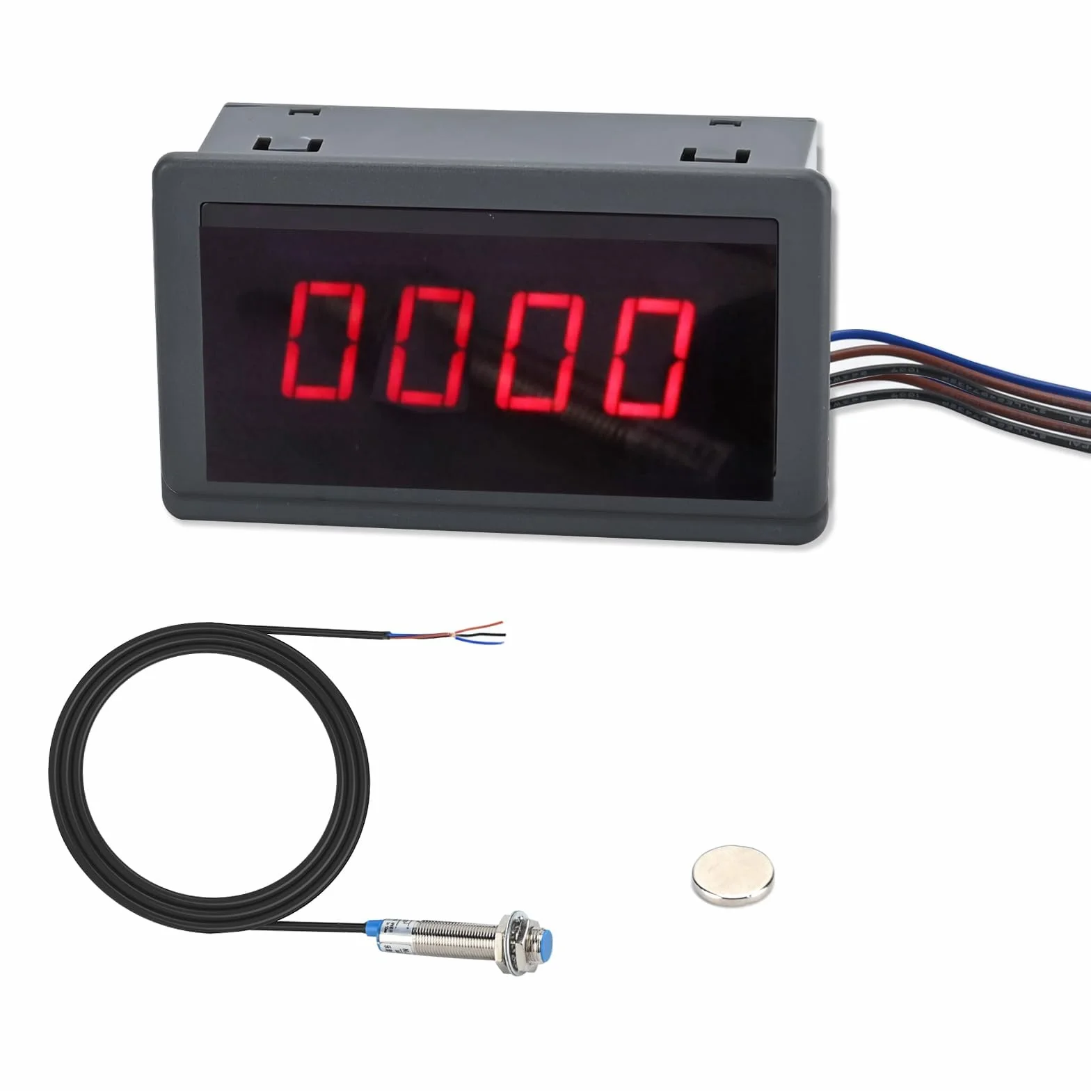 Obrotomierz 4-cyfrowy LED 220 V z czujnikiem magnetycznym Hall