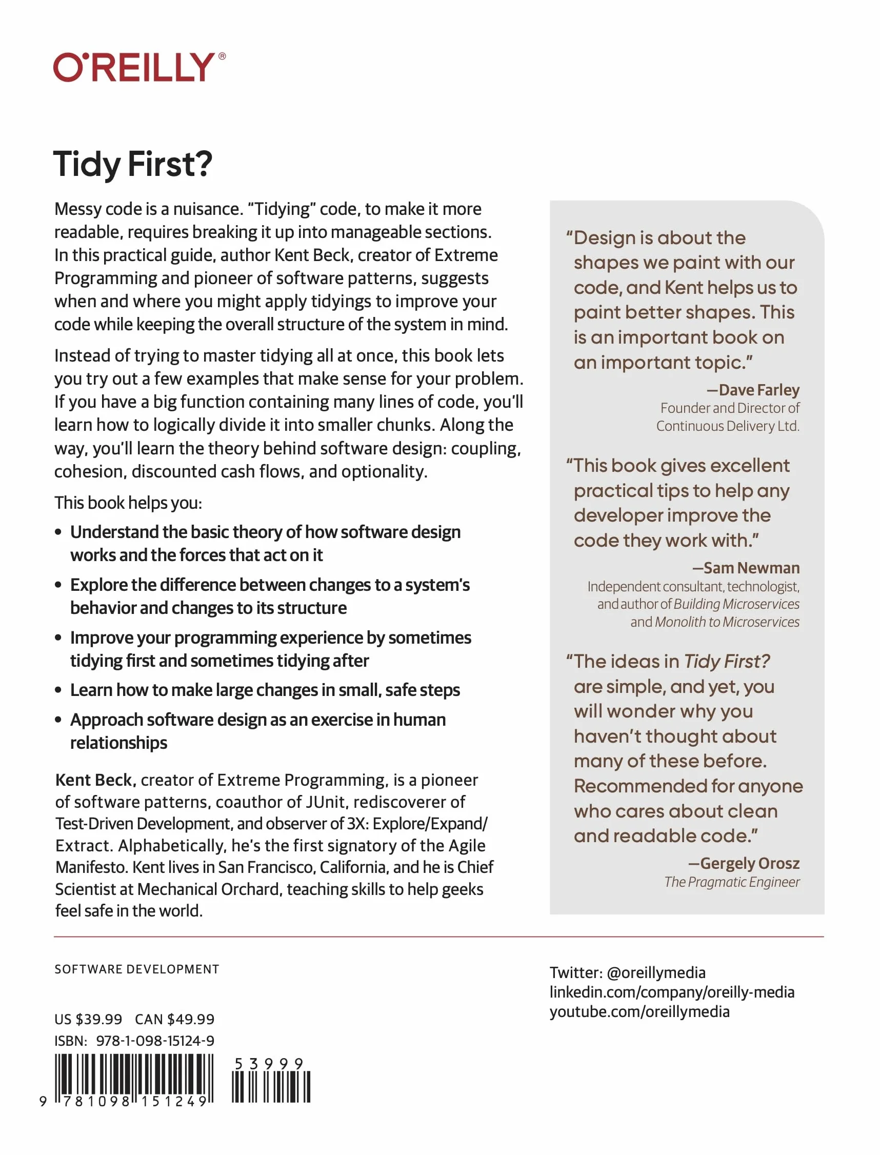 Tidy First?: A Personal Exercise in Empirical Software Design