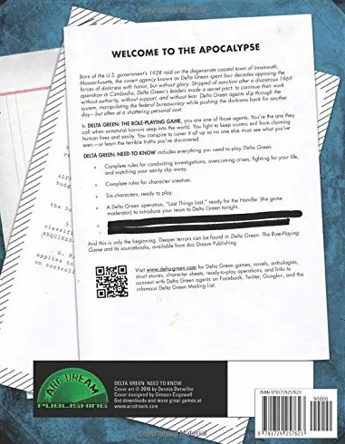 Delta Green: Need to Know (Quickstart Rulebook Only)