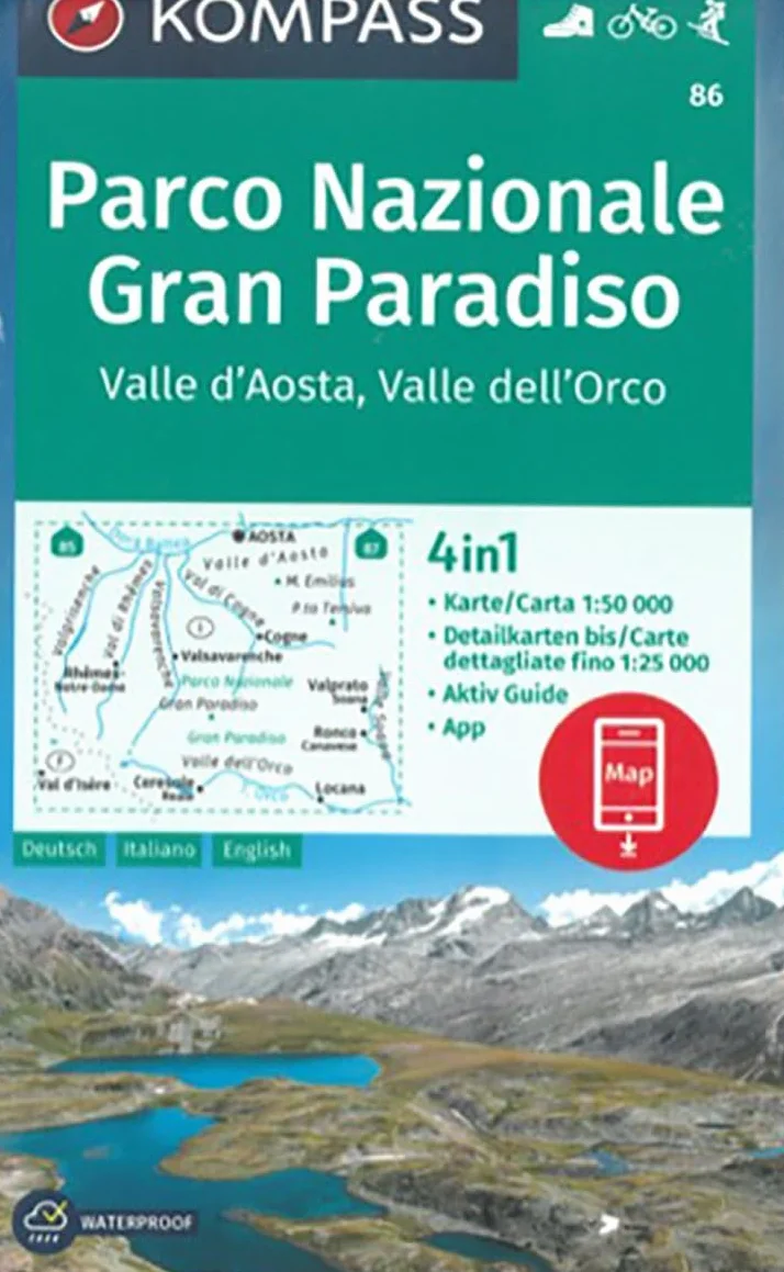 Gran Paradiso-Valle d'Aosta Parco Nazionale Wandelkaart Schaal 1:50.000
