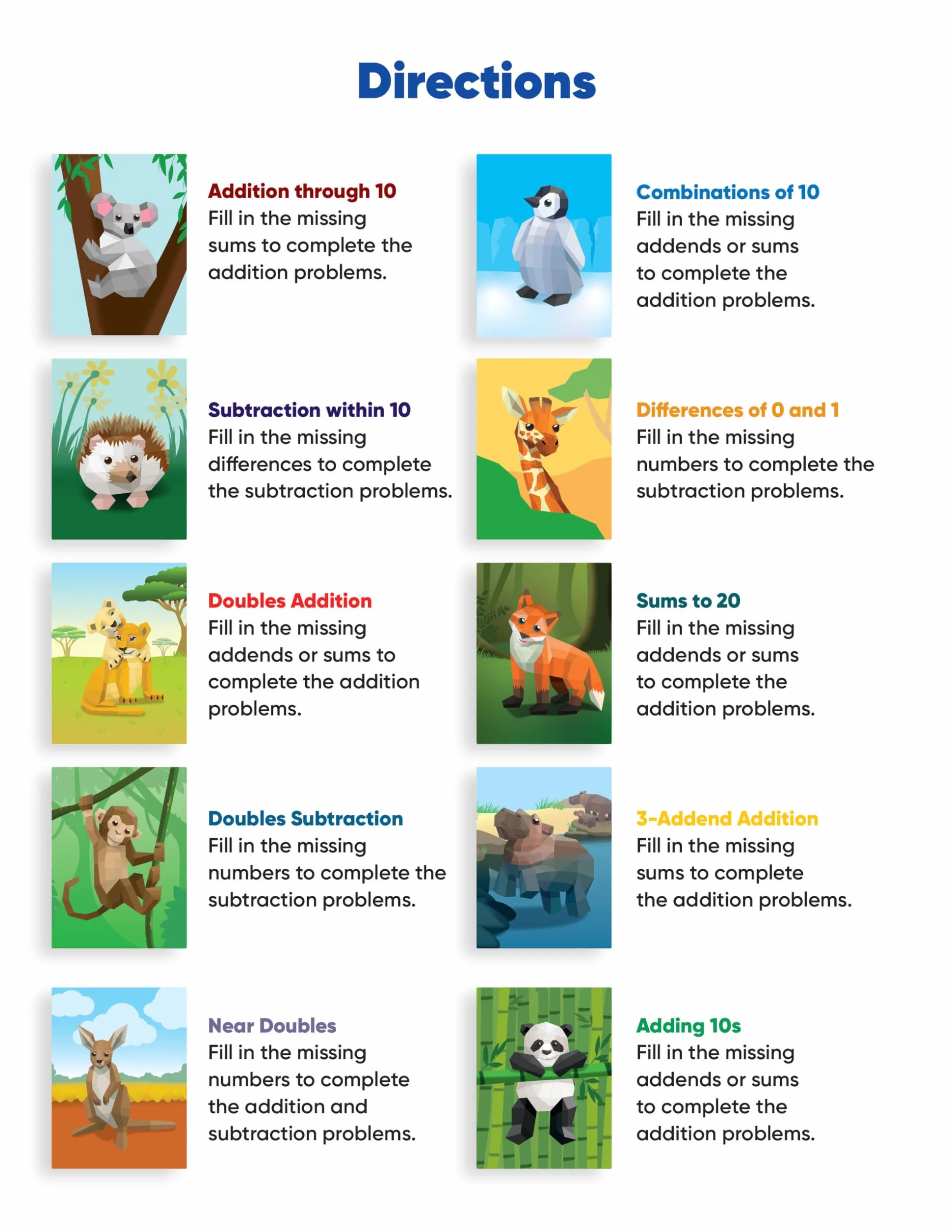 Learn by Sticker: Addition and Subtraction: Use Math to Create 10 Baby Animals!: 1