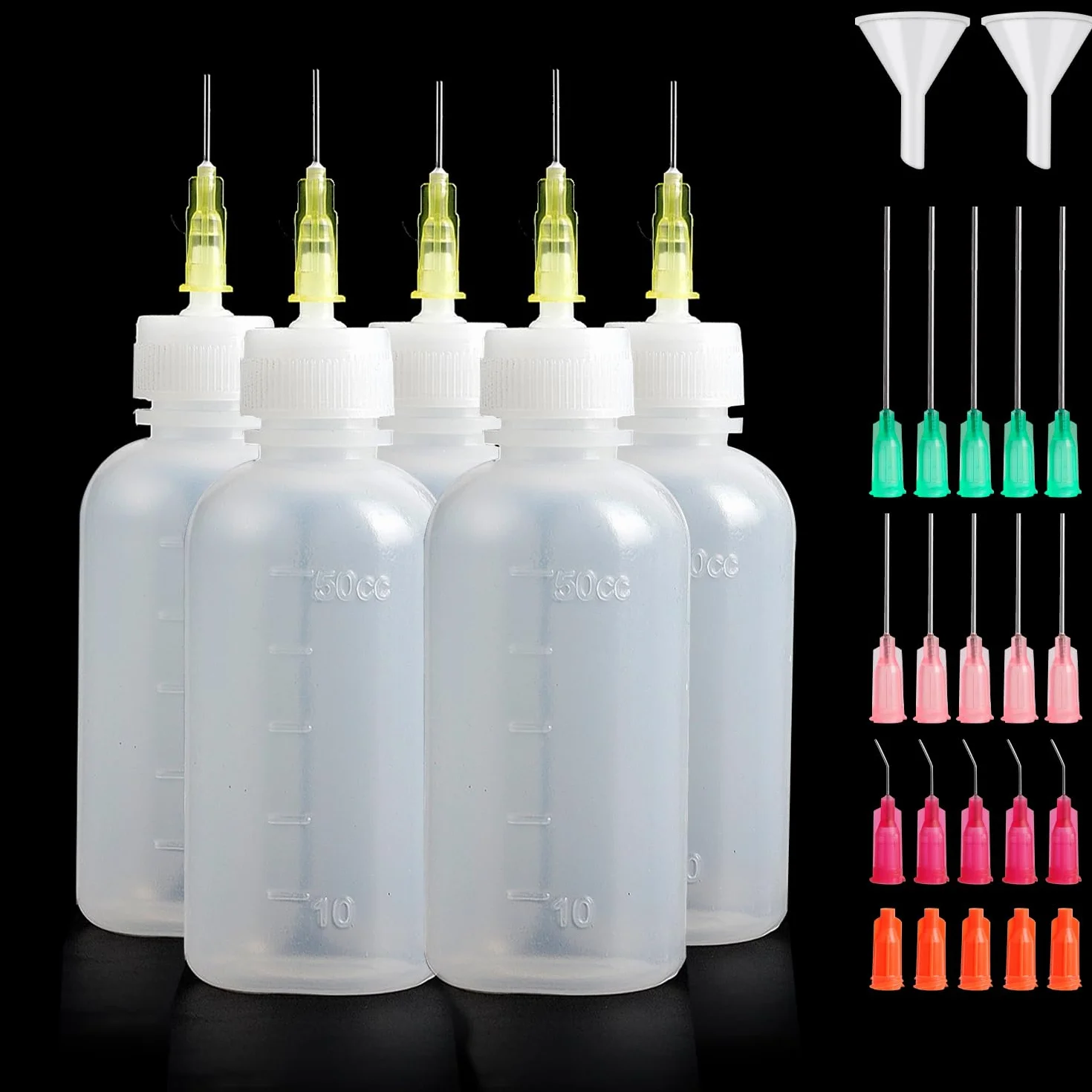 Rybtd 5 szt. aplikatora do butelki igłowej, 50 ml, precyzyjna z klejem z końcówką igłową, aplikatory do płynu, oleju, farby