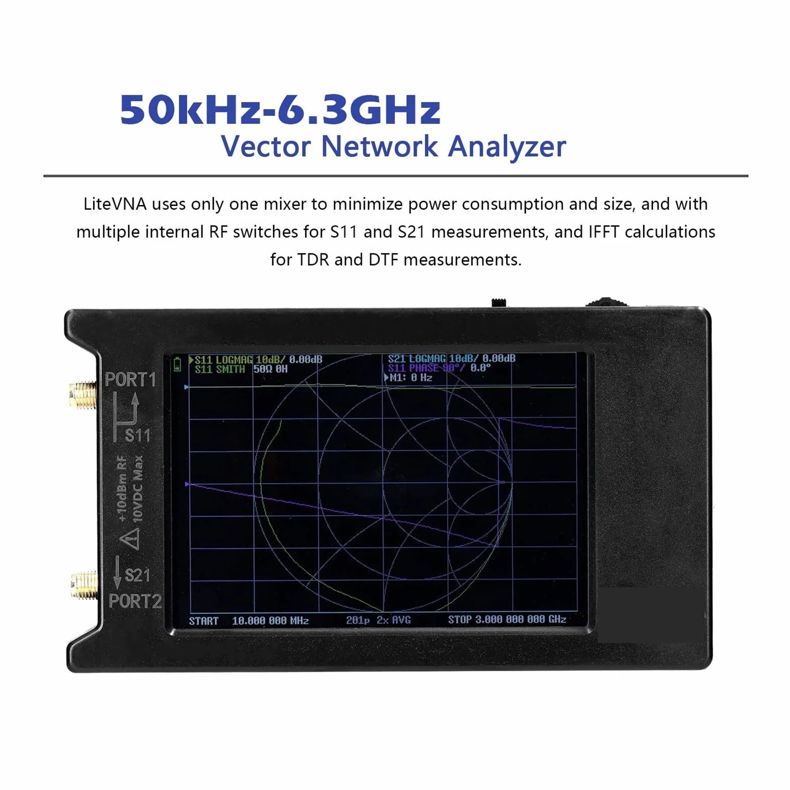 Analizator widma VNA64 5 0KHZ-6.3GHz Vector Network Analyzer HF VHF UHF Antena 3,95 cala