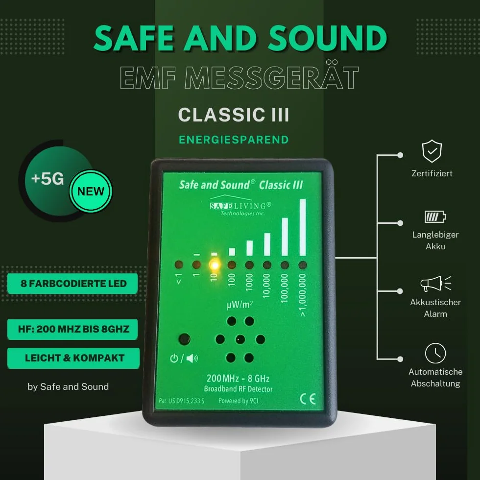 Safe and Sound Classic III HF-Detektor EMF 5G Mierzyciel promieniowania elektromagnetycznego