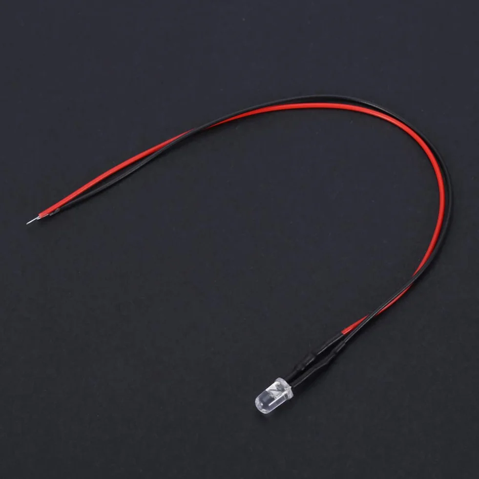 10 szt. 12 V 5 mm dioda LED, przewodowa, wielokolorowy kabel świetlny LED, oszczędność energii, okablowanie diody, 20 cm, 0,06 W, 10 szt