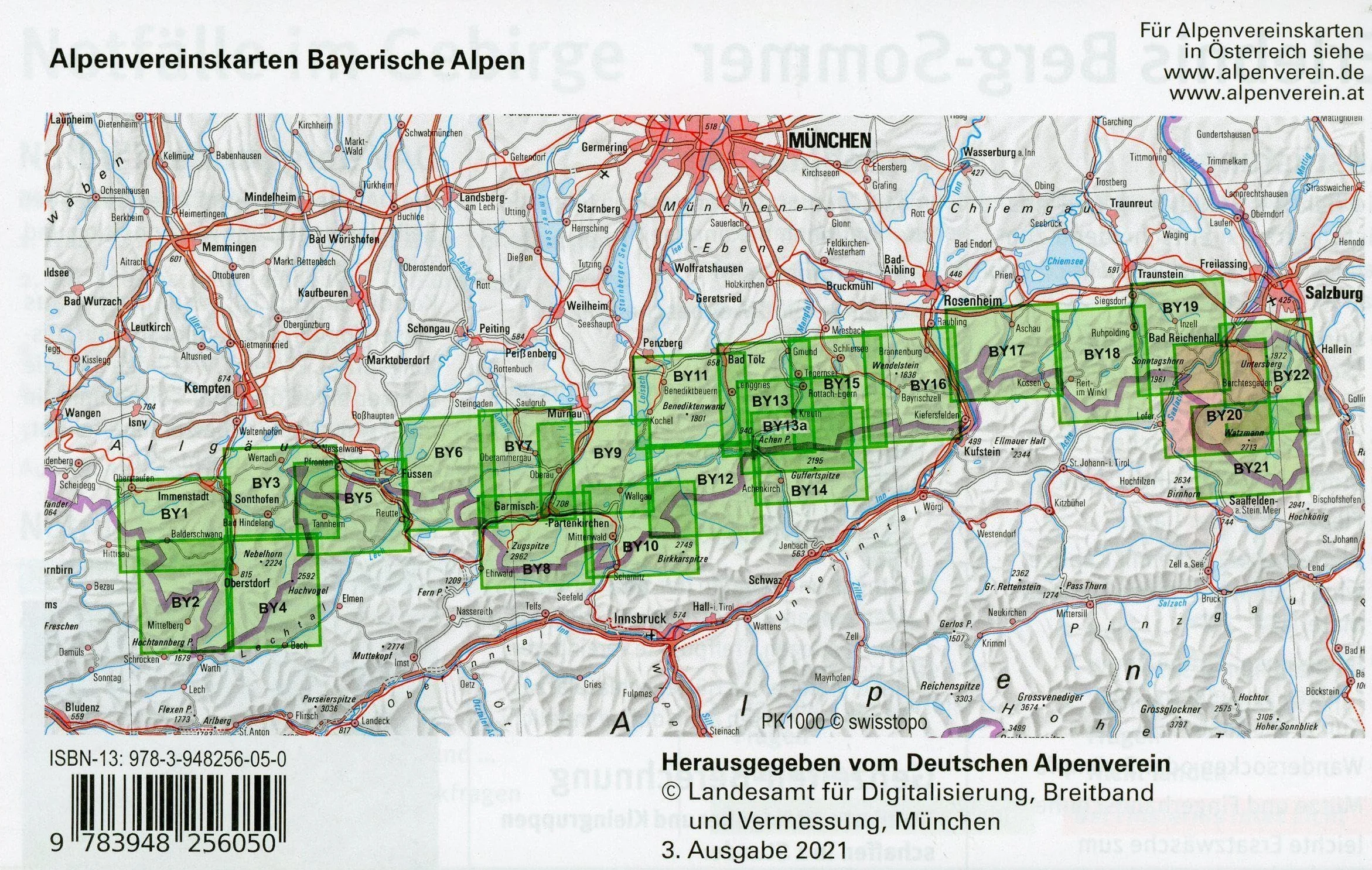 BY 20 Lattengebirge Reiteralm Ramsau 1:25 000 Wegmarkierung Ski- und Schneeschuhrouten