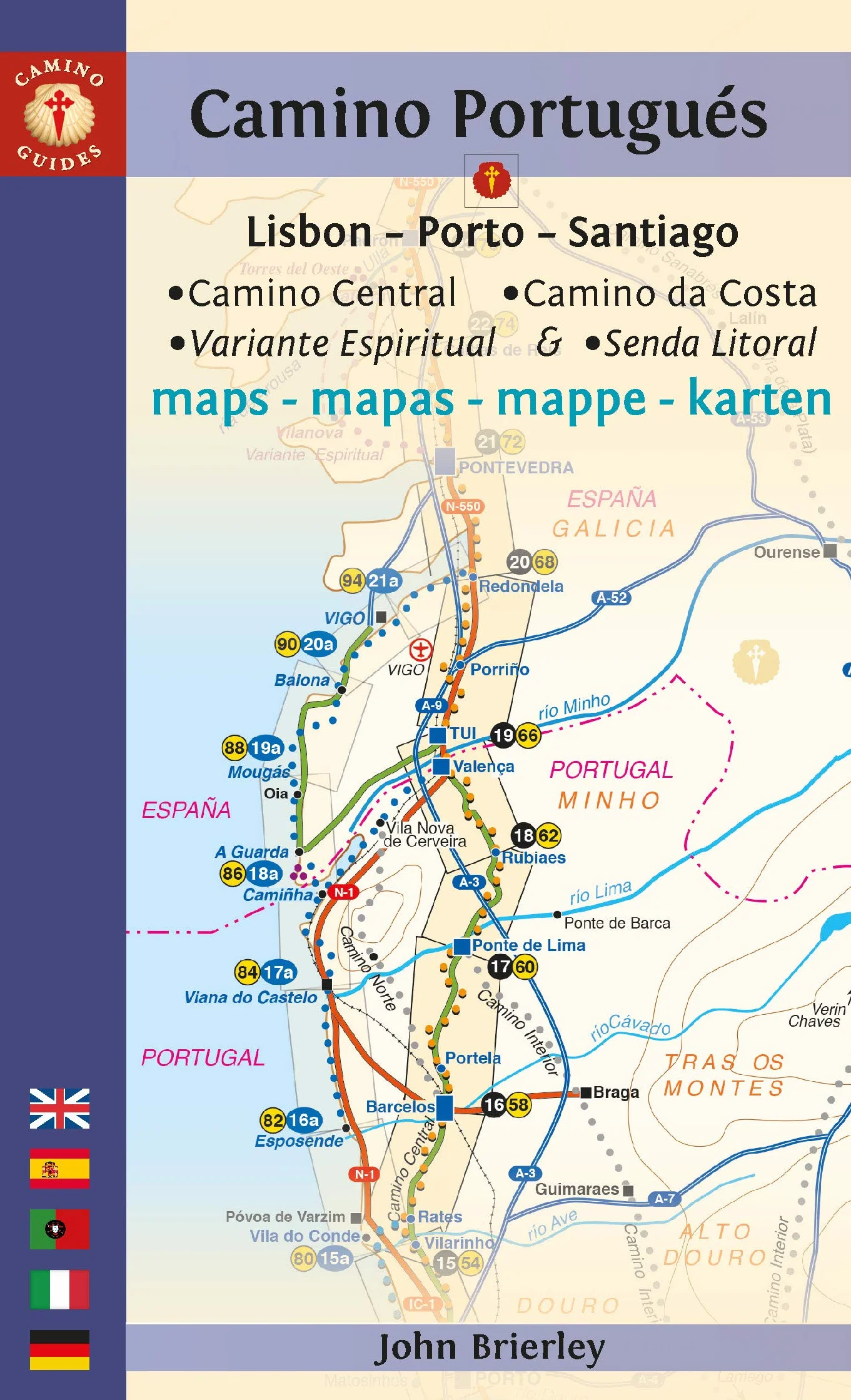 Camino Portugués Maps: Lisbon - Porto - Santiago / Camino Central, Costa, Espiritual & Litoral