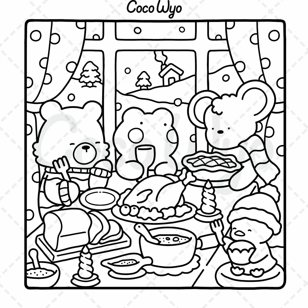 Comfy Days: Coloring Book for Adults and Teens Featuring Super Cute Animal Characters in Cozy Hygge Moments for Relaxation