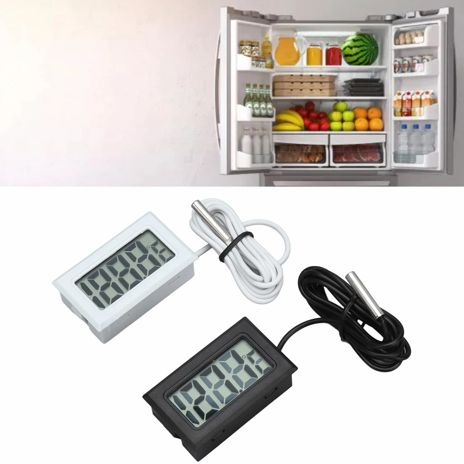 2 szt. Elektroniczny Termometr Cyfrowy Wodoodporny Miernik Temperatury Sondy z Wyświetlaczem do Wykrywania Pod wodą -50 ℃ ~ 110 ℃ (czarny biały)