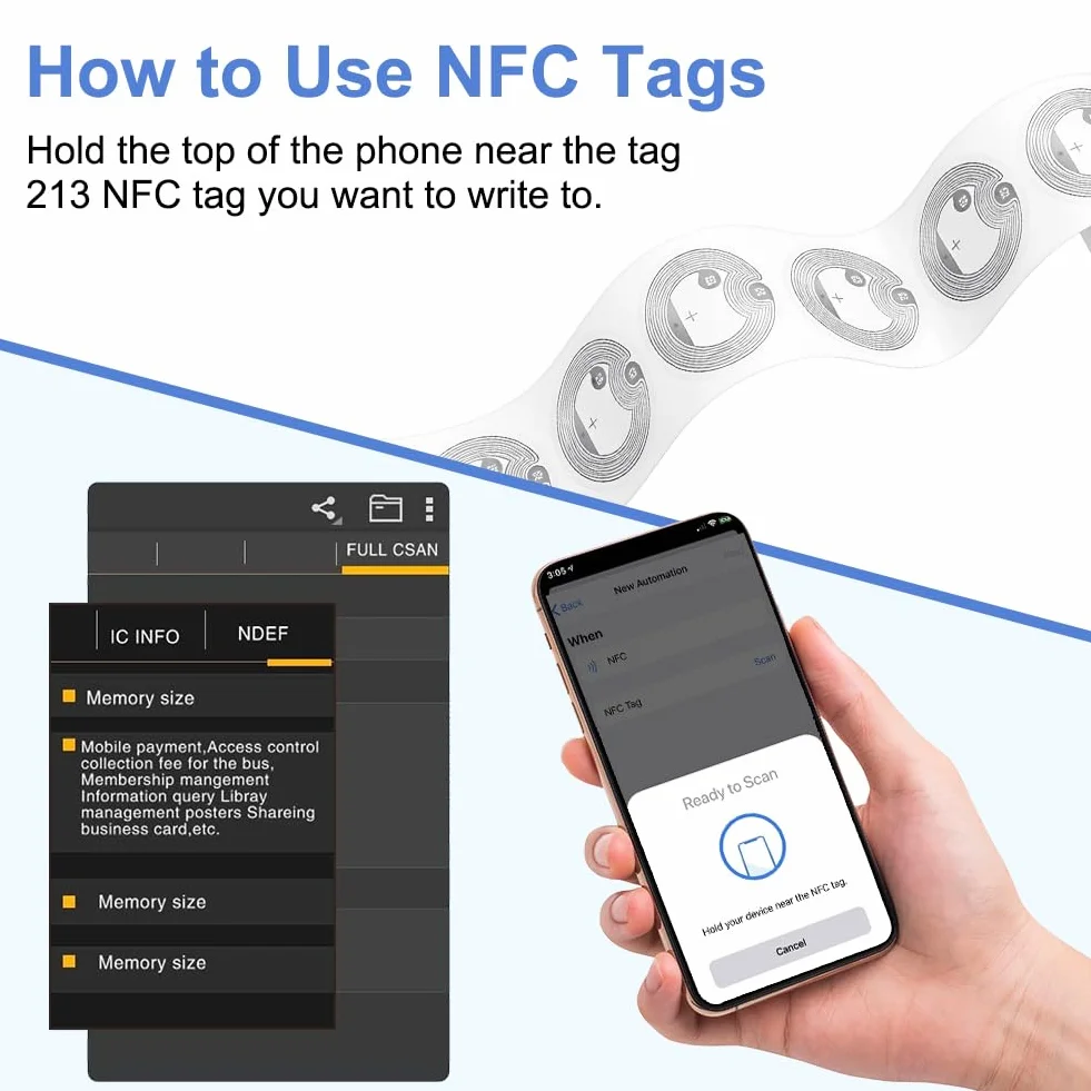 OFFCUP Znaczniki NFC 20 szt. NTAG213 25 mm 1 cal okrągłe karty naklejki NFC