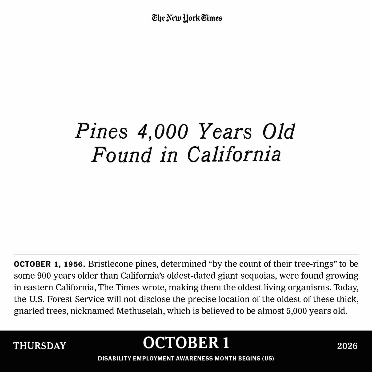 New York Times Page-A-Day Calendar 2026: 365 Headlines from History
