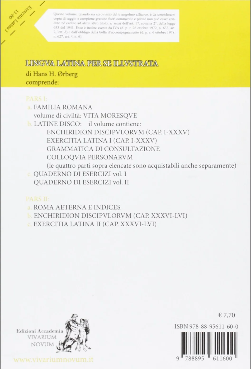 Lingua Latina per se illustrata Exercitia Latina Vol. 1 per i Licei e gli Ist. magistrali