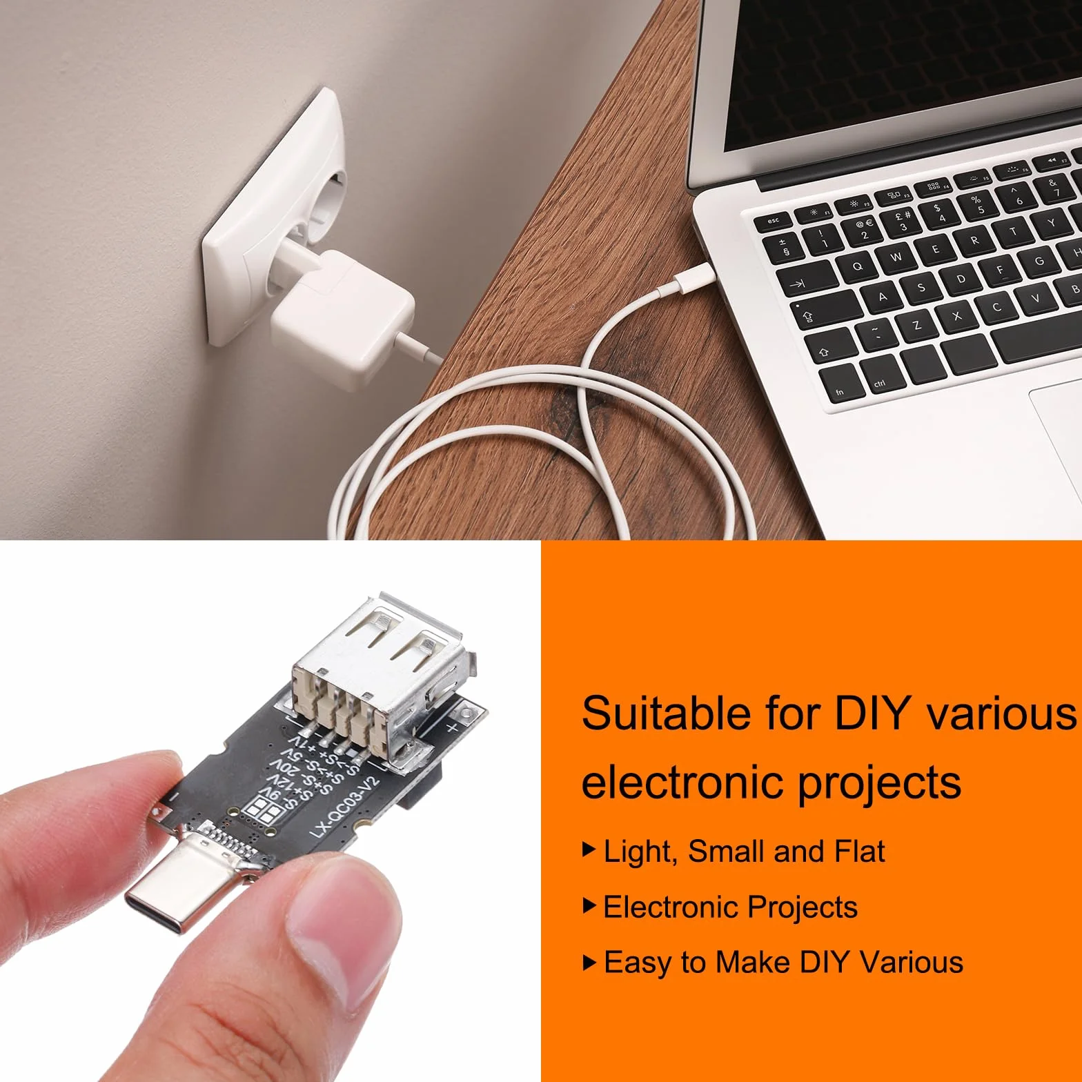 QUARKZMAN Karta wyzwalania Decoy Napięcie DC Typ-C QC 2.0/3.0 Moduł konwersji Boost 9V 12V 20V regulowany Czarny