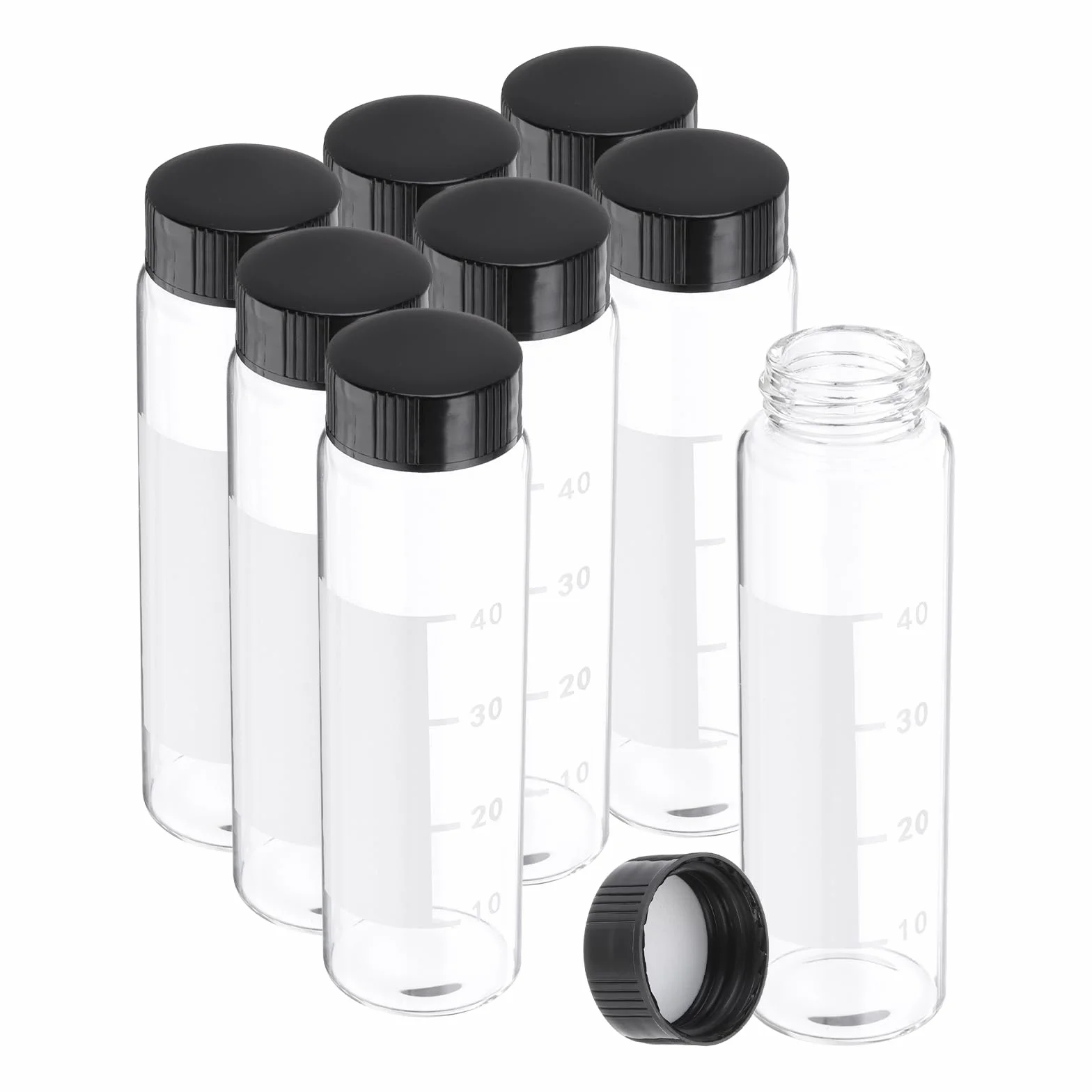 PATIKIL szklane fiolki 50 ml 8 szt. przezroczyste szkło borokrzemowe z zakrętką