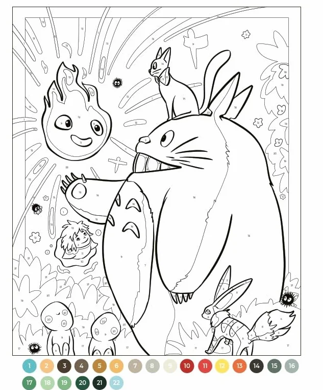 Coloriages par numéro Ghibli coloriages par numéro du studio Ghibli livre de coloriage Miyazaki - loisirs créatifs et activités