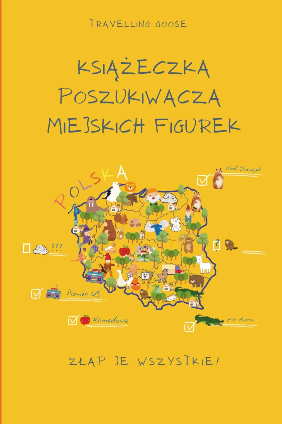Książeczka poszukiwacza miejskich figurek: znajdź figurki w 16 województwach Polski, dziennik podróży
