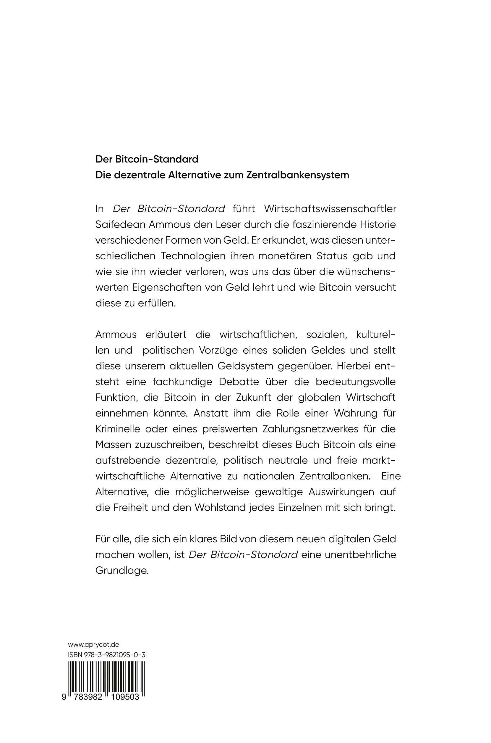 Der Bitcoin-Standard: Die dezentrale Alternative zum Zentralbankensystem