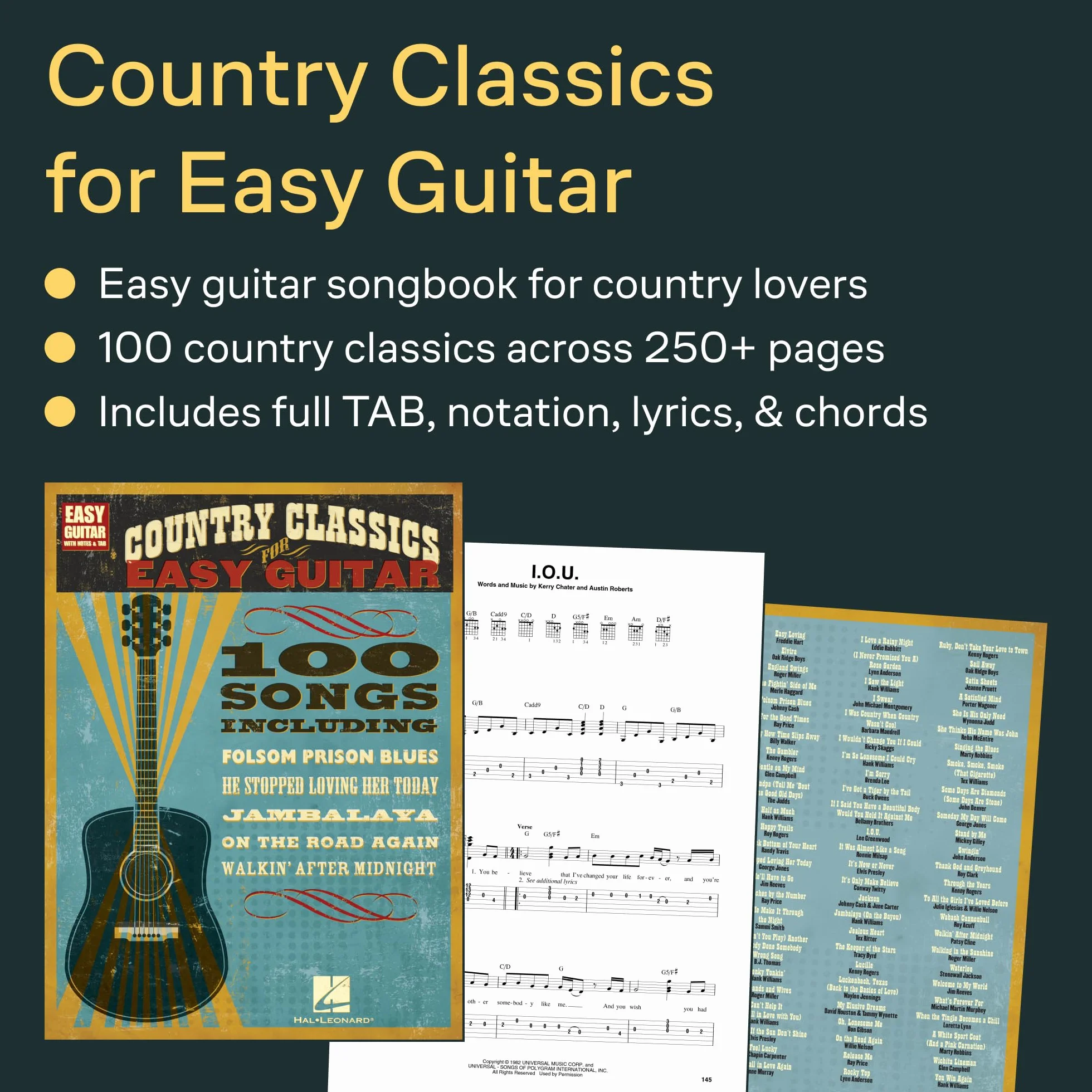 Country Classics for Easy Guitar: Easy Guitar With Notes and Tab