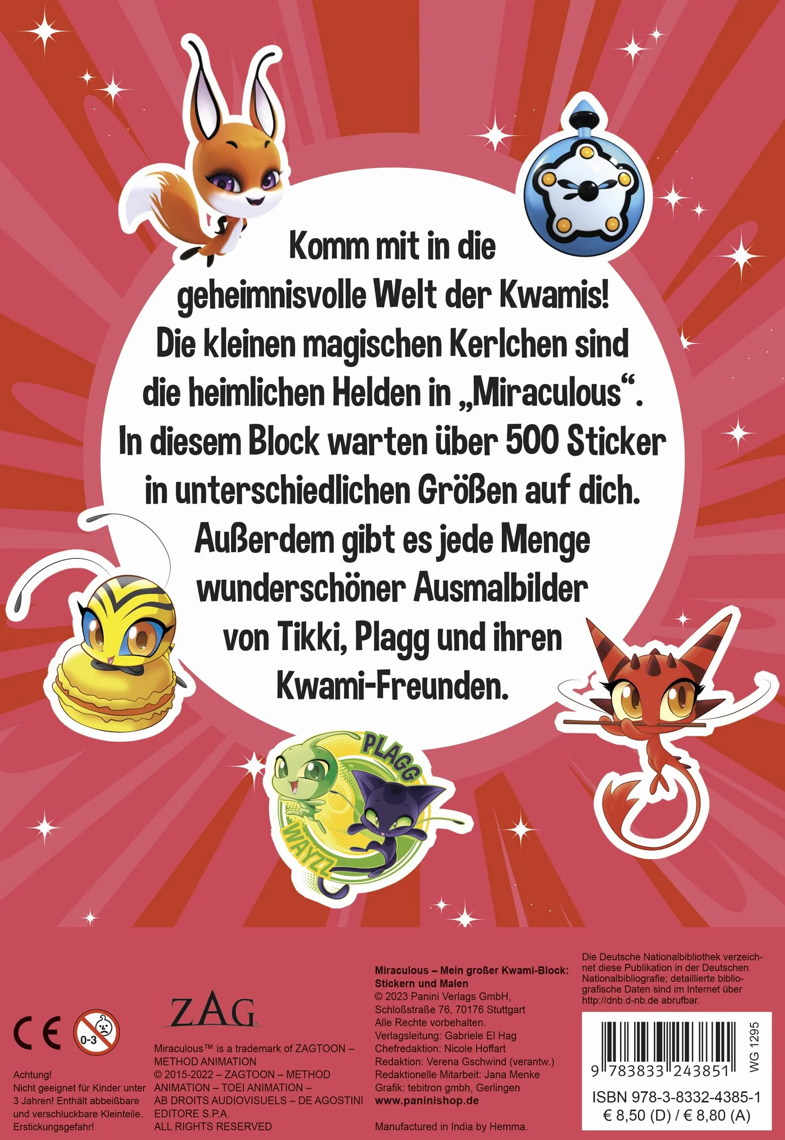 Miraculous Mein großer Kwami-Block Stickern und Malen Sticker Malblock