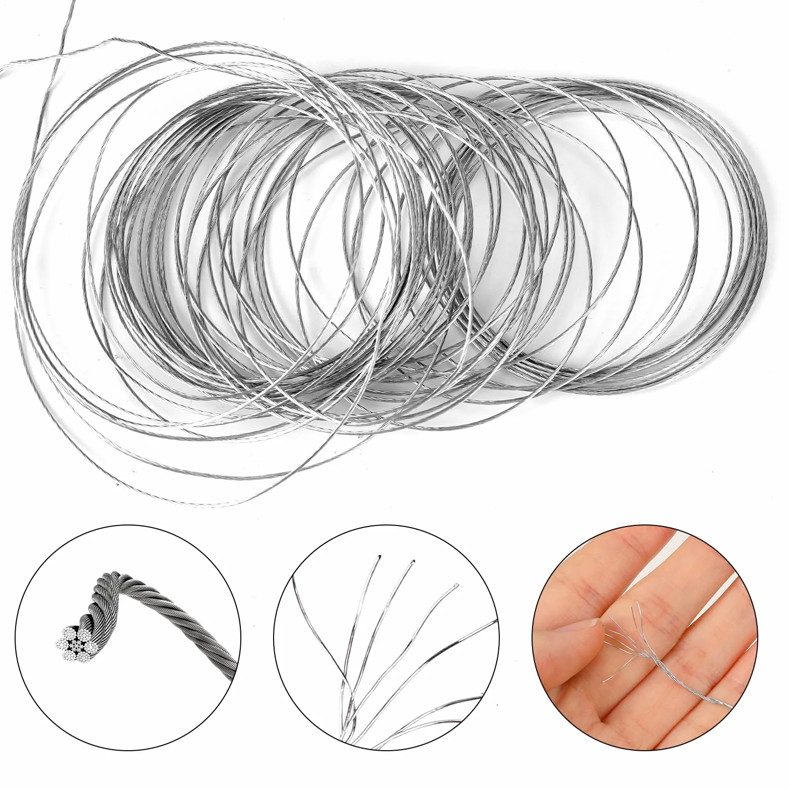 10 m metalowa linka druciana do zawieszenia obrazu drut ze stali nierdzewnej do zawieszenia obrazów 0,7 mm linka do zawieszenia zdjęć, dzieł sztuki, luster, zegarów, 560697_1_U28UY6SSK
