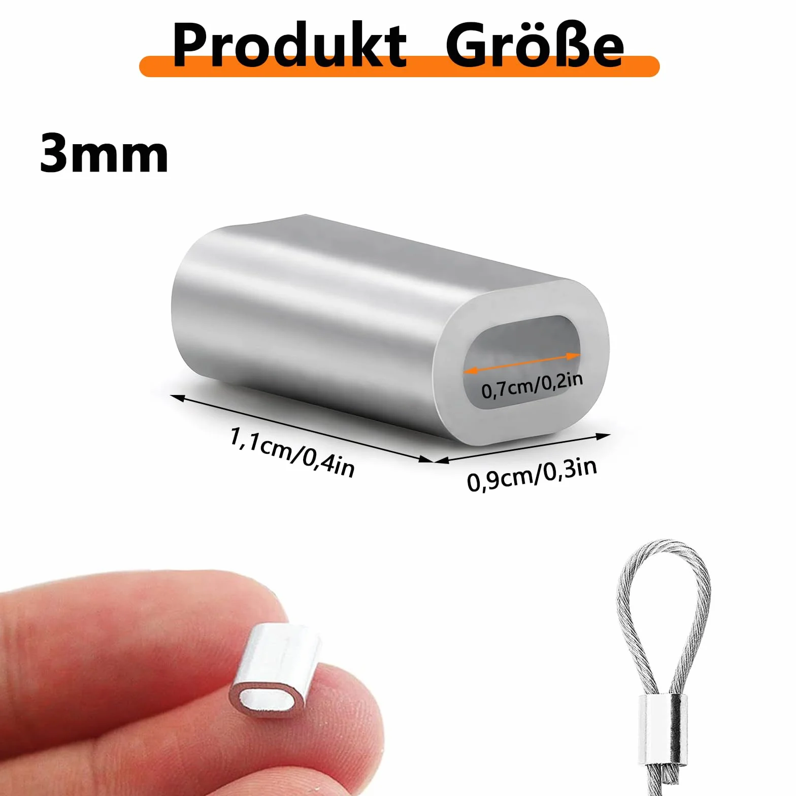 Aluminiowe zaciski zaciskowe 3 mm, 120 sztuk aluminiowych tulejek zaciskowych, zaciski zaciskowe aluminiowe zaciski do liny drucianej, tuleje zaciskowe, tuleje metalowe, zaciski aluminiowe zaciskowe,