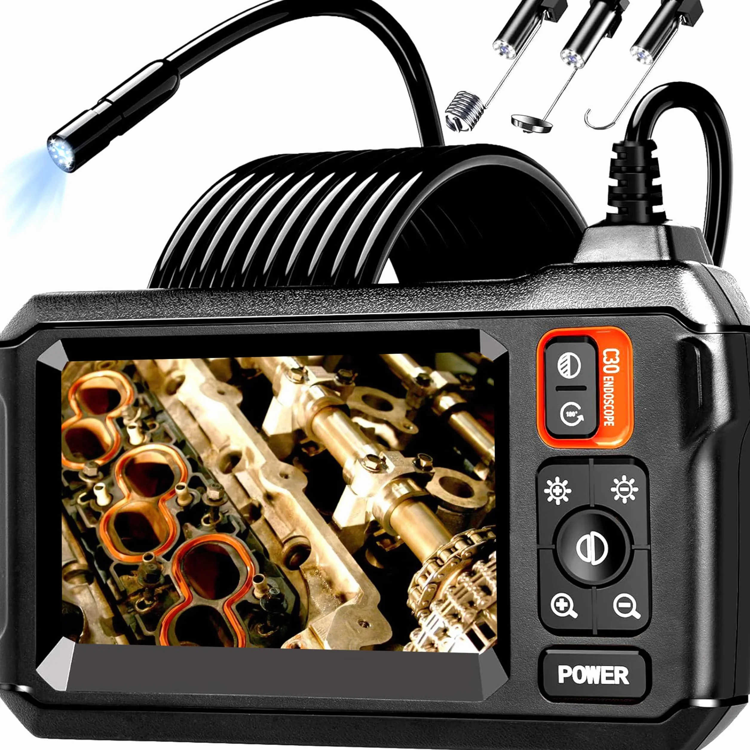 Daxiongmao Boroskop, kamera endoskopowa ze światłem, kamera inspekcyjna 1080P HD, kamera boroskopowa ze światłem, wodoodporna kamera IP67, elastyczna kamera endoskopowa 5 m, gadżety dla mężczyzn (10,9