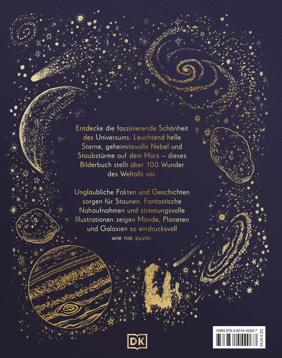 Wundervolle Welt der Sterne: Weltall-Bilderbuch für Kinder ab 8 Jahren mit Goldfolie und Goldschnitt