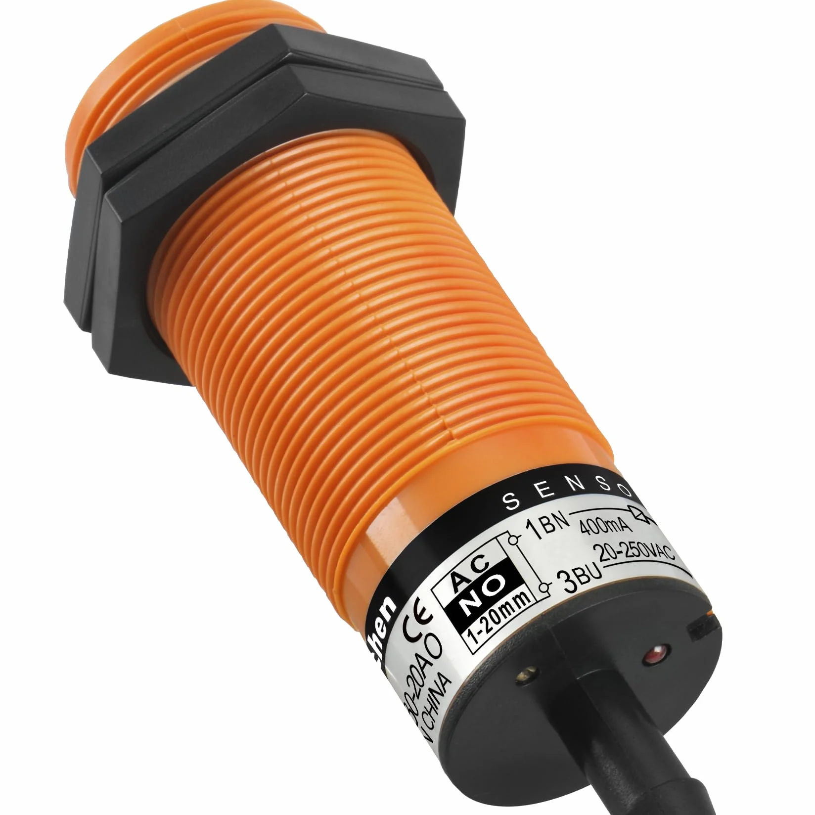 Heschen Pojemnościowy czujnik zbliżeniowy M30 SZC-M30-20AO 20-250 VAC 400mA NO 2 przewody
