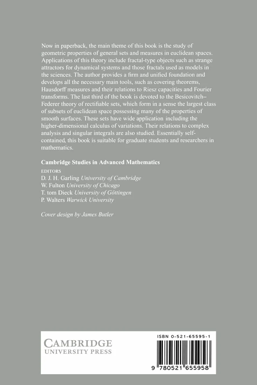 Geometry of Sets and Measures in Euclidean Spaces: Fractals and Rectifiability: 44