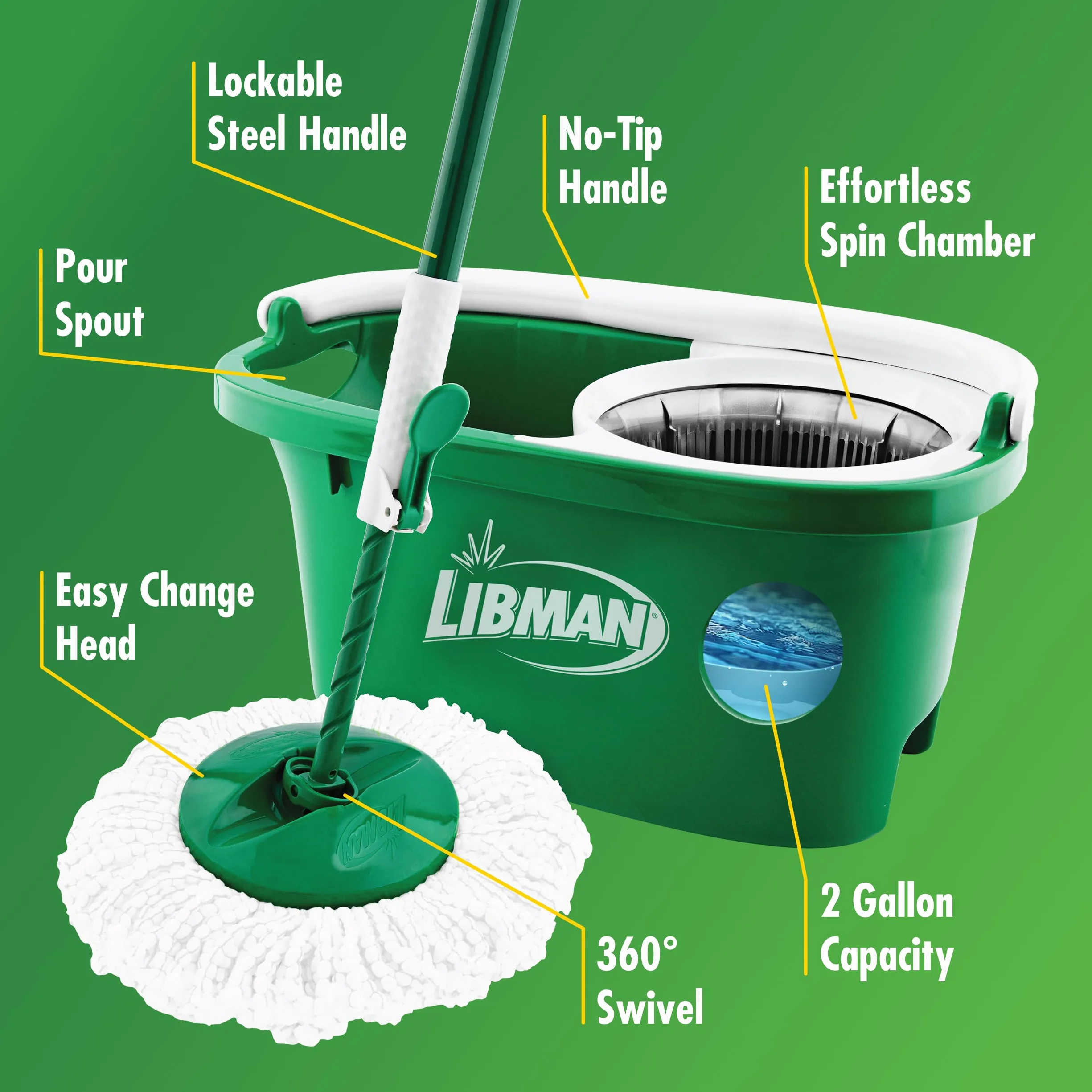 Libman Tornado Spin Mop System Plus 1 głowica uzupełniająca – kompletny system mopa zawiera wytrzymałą głowicę z mikrofibry, solidny uchwyt i 1 dodatkową zapasową głowicę do mopa, bezpieczny na