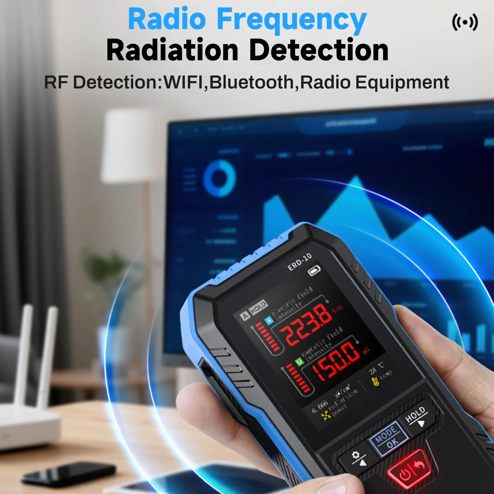 Miernik EMF 3 w 1, detektor promieniowania EF MF RF, ręczny cyfrowy detektor pól elektromagnetycznych, automatyczny alarm LCD, do użytku w domu i w biurze