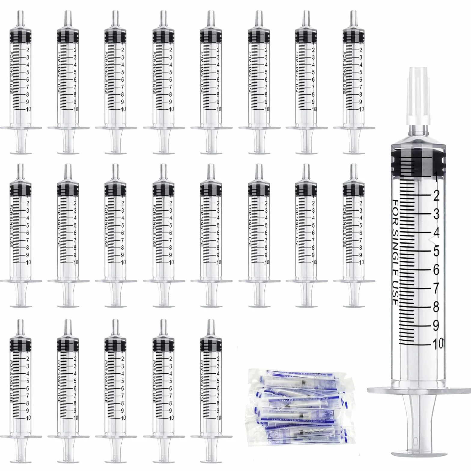 24 strzykawki 10 ml, strzykawki 10 ml, z nasadką, sterylna strzykawka dozująca, bez igły, jednorazowe strzykawki 10 ml, do nawadniania roślin, małych zwierząt domowych, laboratorium naukowe