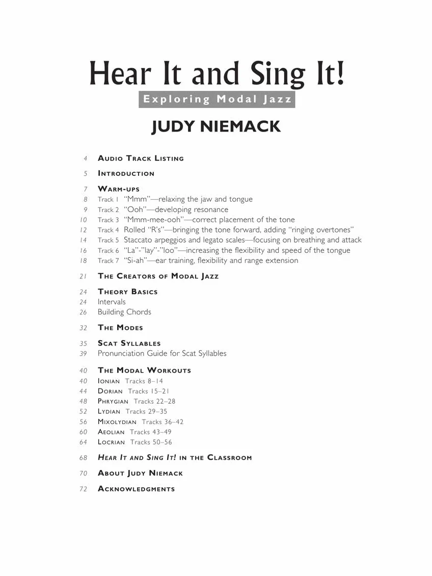 Judy Niemack: Hear It and Sing It! Exploring Modal Jazz - Recueil + Enregistrements en Ligne