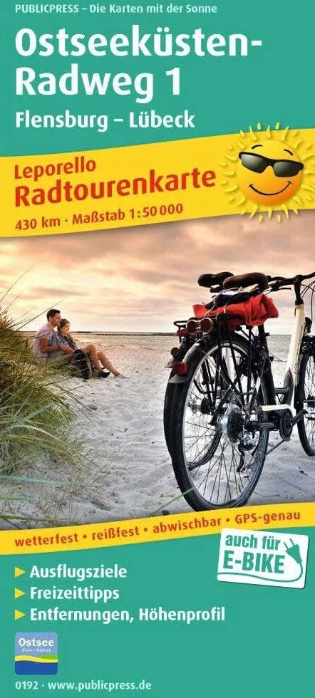 Ostseeküsten-Radweg 1. Flensburg - Lübeck 1 : 50 000: Leporello Radtourenkarte mit Ausflugszielen, Einkehr- & Freizeittipps, wetterfest, reissfest, abwischbar, GPS-genau. 1:5000