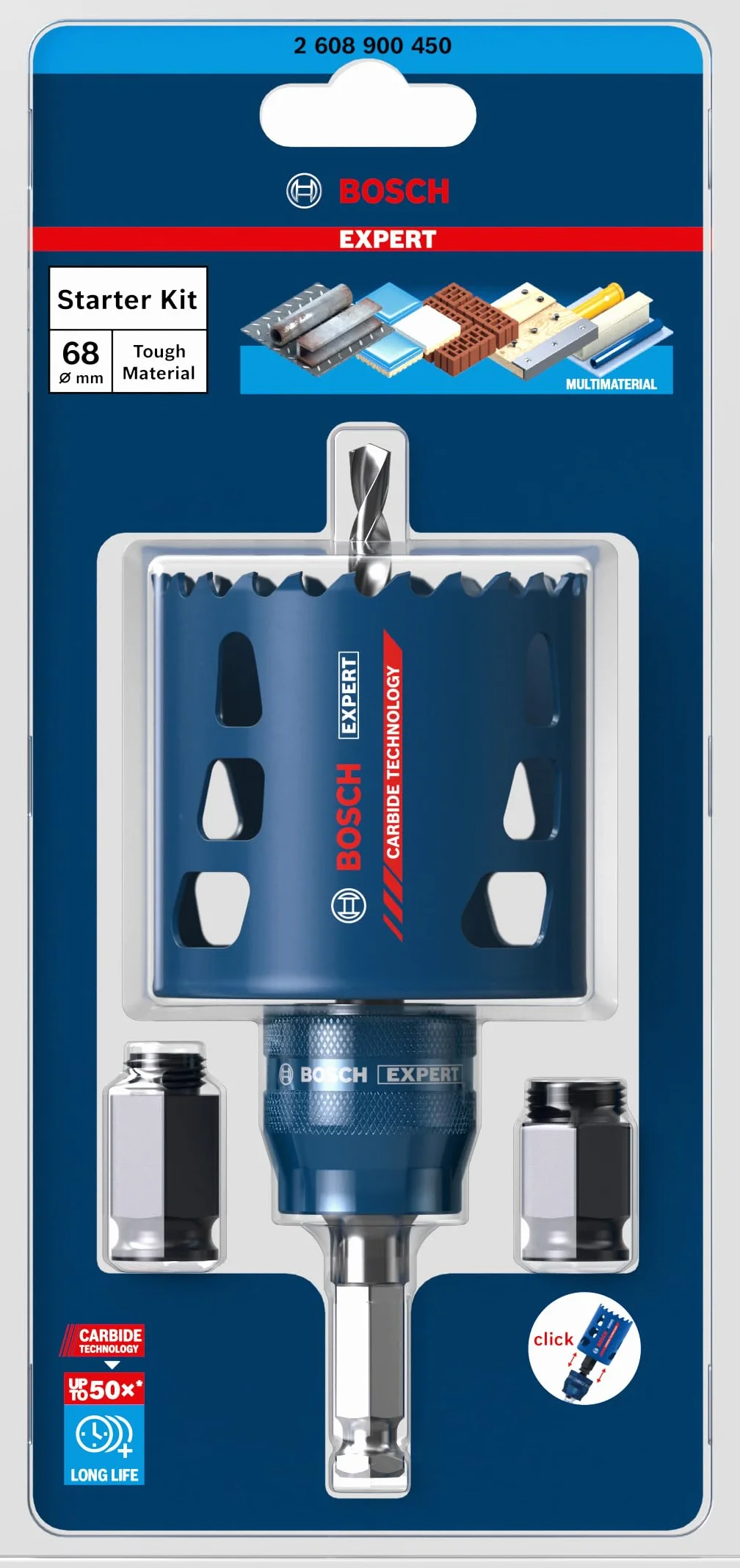 Bosch Professional 1x Zestawy startowe pił otwornic EXPERT Tough Material (do Drewno z metalem, Ø 68 mm, Akcesoria Wiertarki/wkrętarki udarowe)
