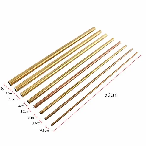 Rurka Mosiężna Bezszwowa, 6mm Średnica Zewnętrzna, 1mm Grubość Ścianki, 500mm Długość, Okrągła