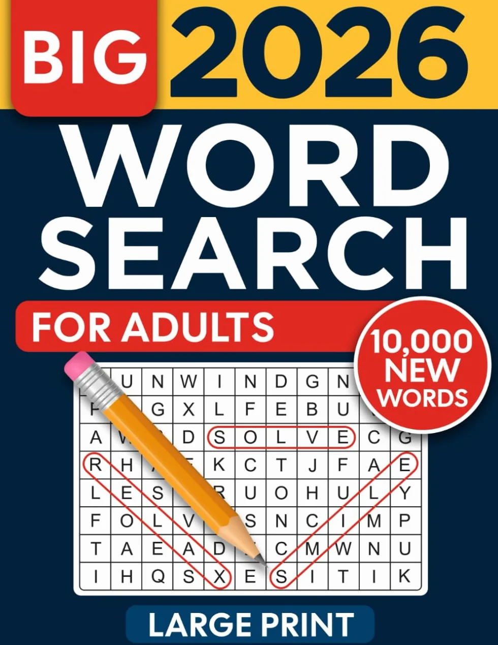 Big Book of Word Search – 10000 New Words: Relaxing Word Search Puzzle Book for Adults and Seniors | Large Print and Anti Eye Strain | Giant and Fun ... and Interesting Facts Included for Each Word