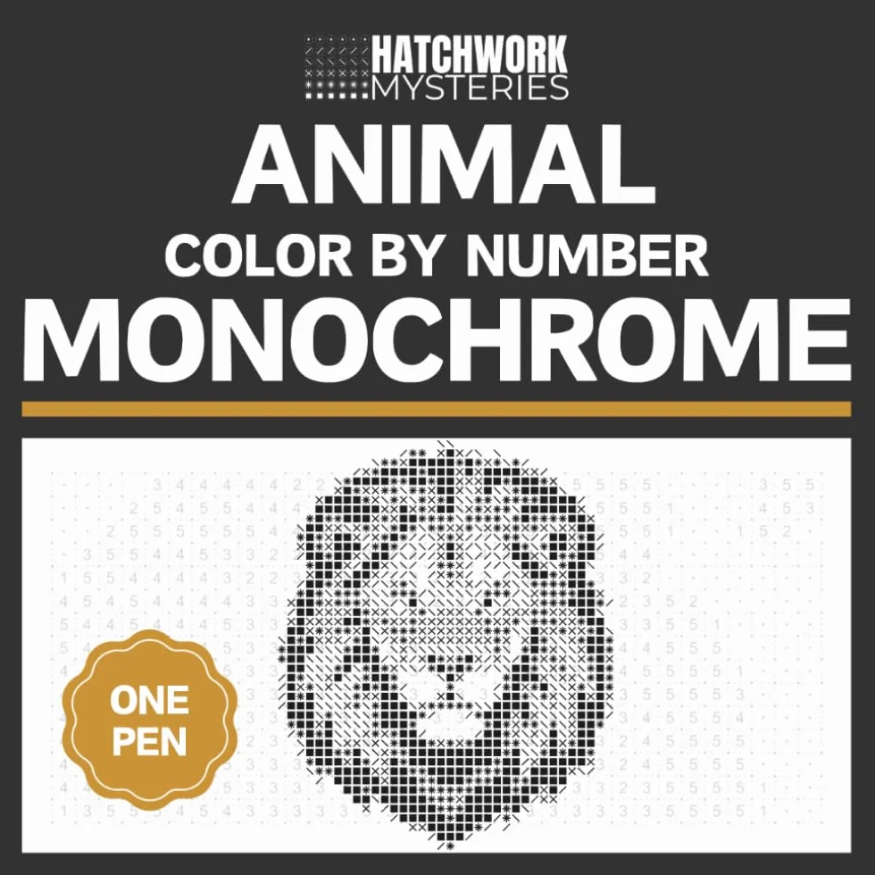Animal Color by Number Monochrome: One Color Coloring Book for Adults with 50 Hidden Pictures – Pixel-Art Quest for Relaxation & Stress Relief