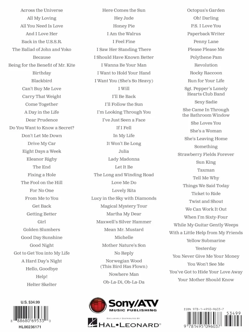 The Beatles Sheet Music Collection - Piano, Voix & Guitare - 105 Titres