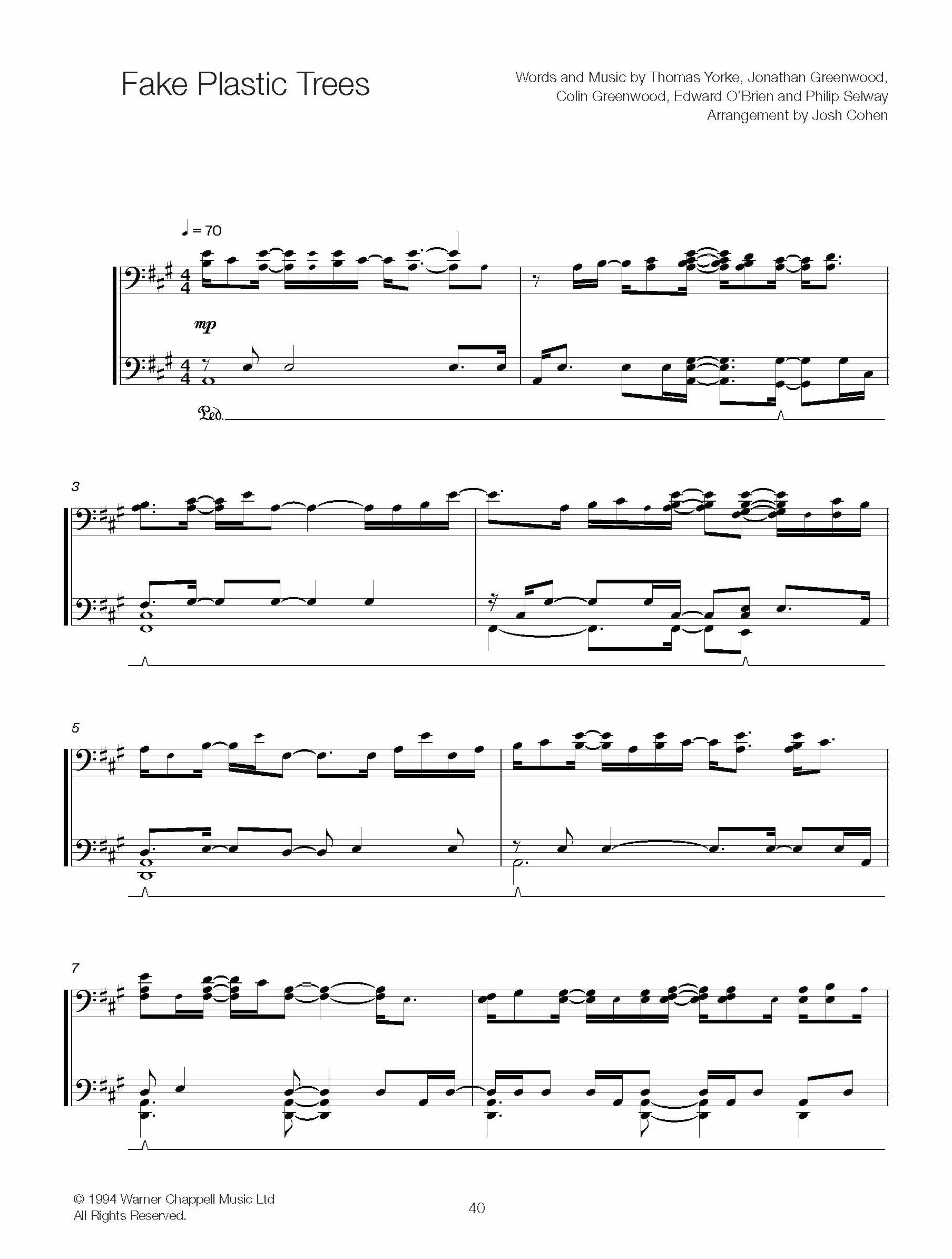 Josh Cohen: Radiohead for Solo Piano II