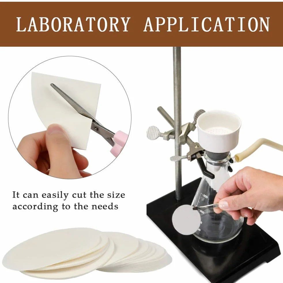 TIMESETL 100 sztuk papieru filtracyjnego laboratoryjnego, okrągłe, filtry laboratoryjne, średnica 11 cm, krążki papierowe o średniej prędkości przepływu, do zastosowań laboratoryjnych, zastosowań