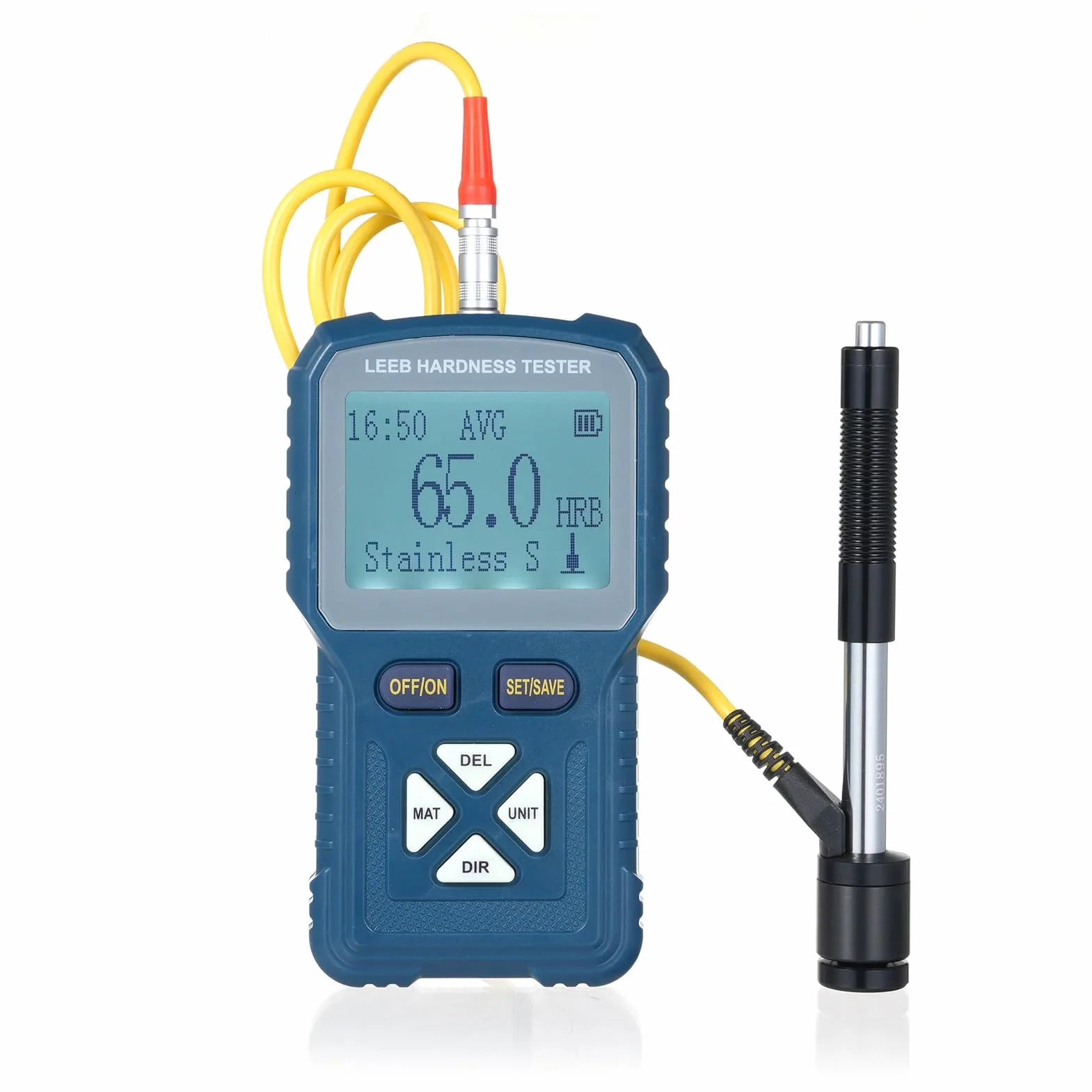 Tester Twardości Metalu, Zestaw do Pomiaru Twardości z Wyświetlaczem LCD, Bateria 1800 MAh, Przenośny Miernik Twardości do Stali, Miedzi i Mosiądzu (wtyczka UE)