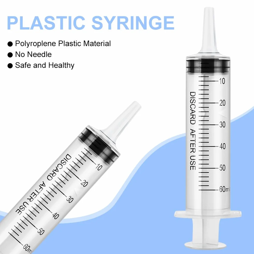OFFCUP 60ml Plastikowa strzykawka, 4 sztuki jednorazowych strzykawek, duża strzykawka do transferu płynów