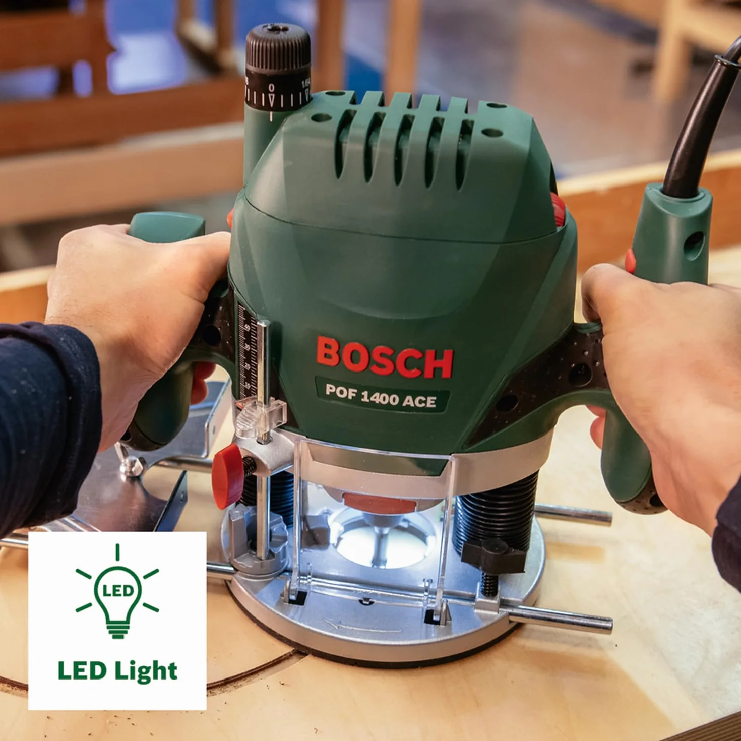 Bosch POF 1400 AE Frezarka Górnowrzecionowa 1400 W Zielony Czarny