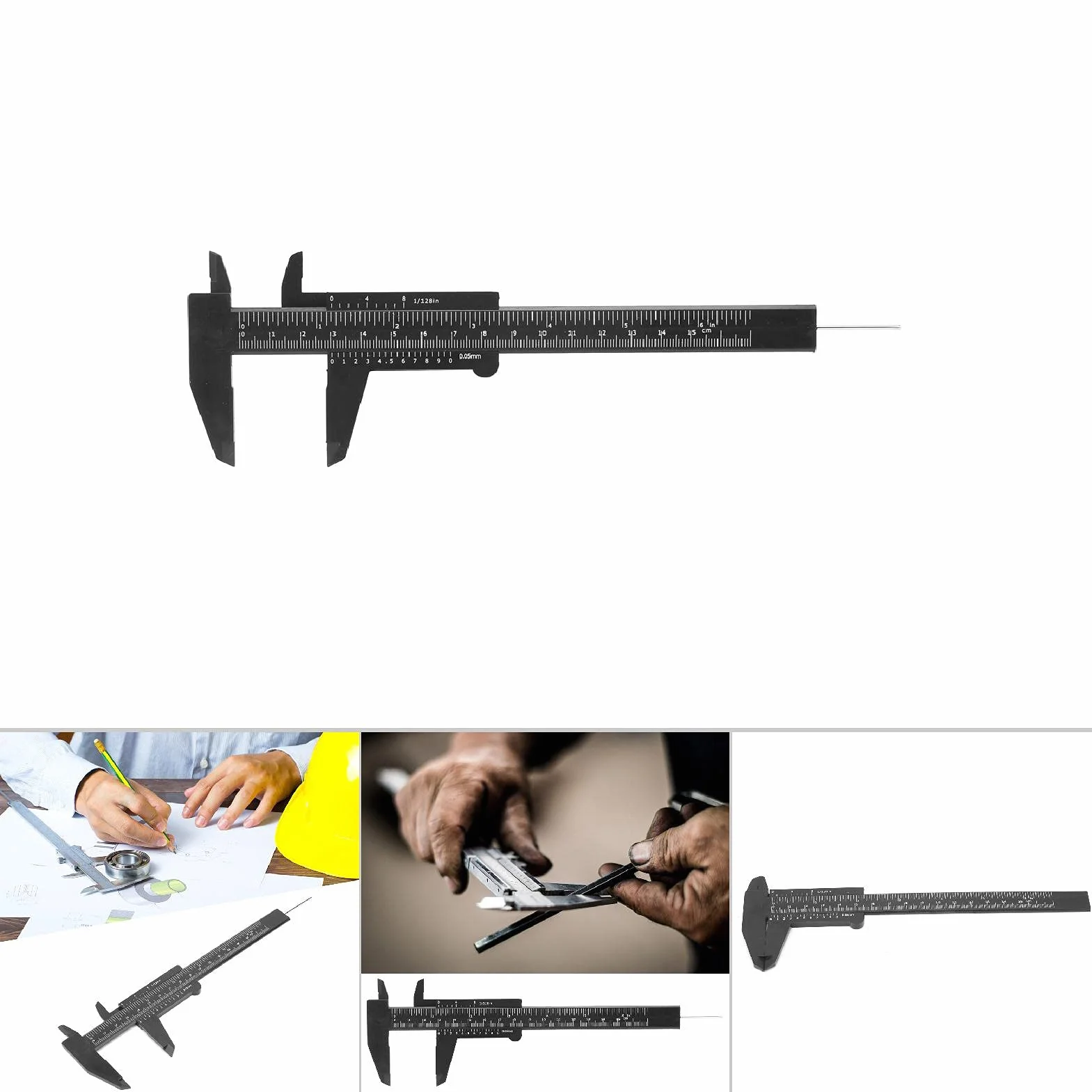 Cyfrowa Suwmiarka z Noniuszem, Czarna, Plastikowa, 150 mm, Podwójna Skala, Mechaniczne Stopnie Wyświetlające, Narzędzie Pomiarowe z Dokładnością 0,5 mm