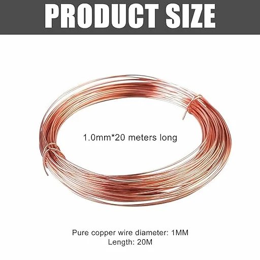 Drut miedziany 1,0 mm x 20 m miedziany drut lakierowany, czysty drut miedziany T2, drut magnetyczny, emaliowany drut nawijany z warstwą izolacyjną, drut miedziany, drut owijany do silników DIY