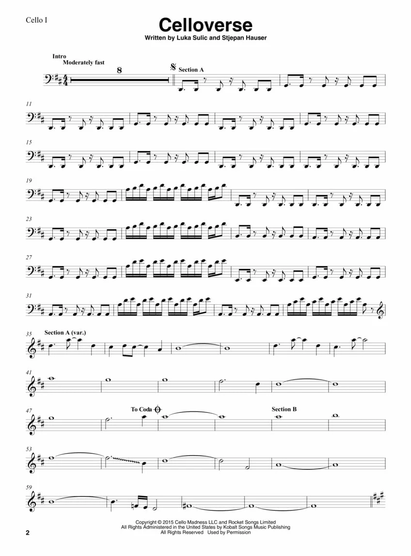 2 Cellos Sheet Music Collection: Selections from Celloverse, In2ition & Score for Two Cellos